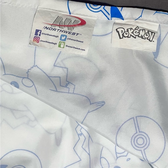 Northwest Pokémon Pikachu & Poke Ball Print White Twin Flat Sheet - Picture 8 of 8